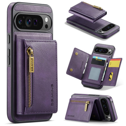 For Google Pixel 9 Pro XL DG.MING M5 Series Zip RFID Multi Card Detachable Leather Phone Case(Purple) by DG.MING
