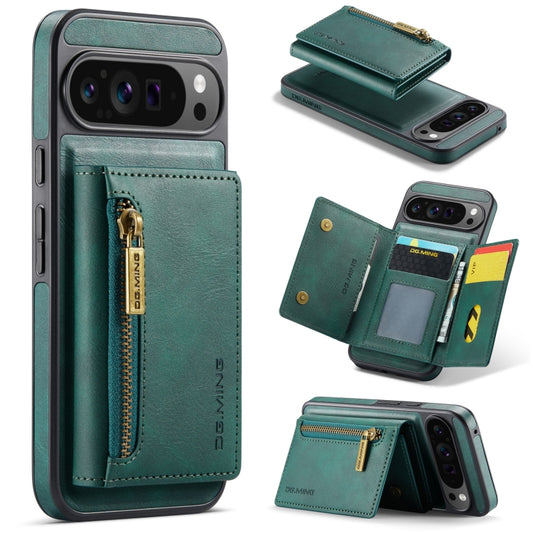 For Google Pixel 9 Pro XL DG.MING M5 Series Zip RFID Multi Card Detachable Leather Phone Case(Green) by DG.MING