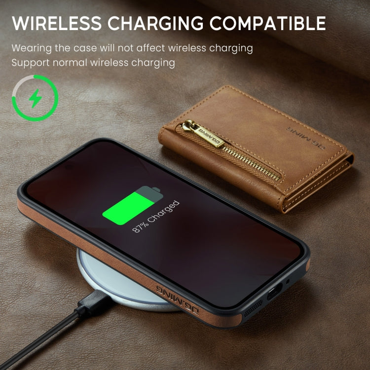 For Google Pixel 9 / 9 Pro DG.MING M5 Series Zip RFID Multi Card Detachable Leather Phone Case(Brown) by DG.MING