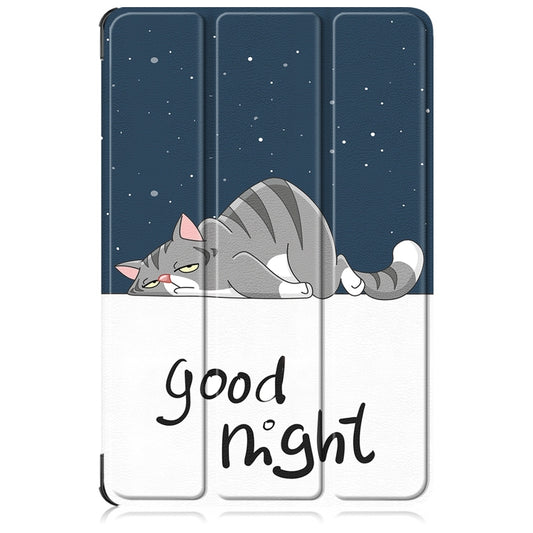 For Lenovo Tab M11/ Xiaoxin Pad 11 2024 Custer Painted 3-Fold Holder Leather Smart Tablet Case(Lazy Cat) by buy2fix