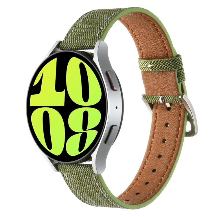 20mm Universal Denim Leather Buckle Watch Band(Grass Green) - 20mm Bands by buy2fix | Online Shopping UK | buy2fix