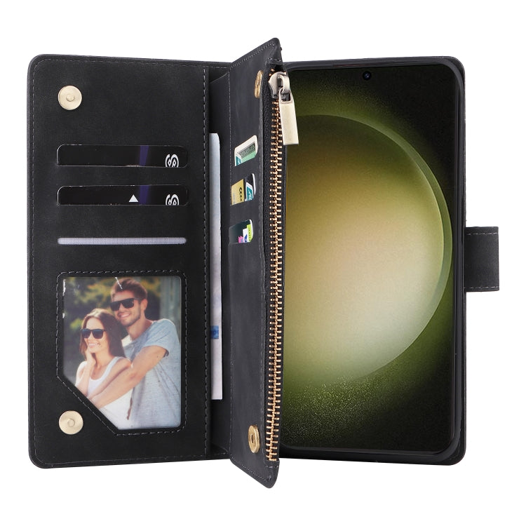 For Samsung Galaxy S24+ 5G Multifunctional Frosted Zipper Wallet Leather Phone Case(Black) by buy2fix