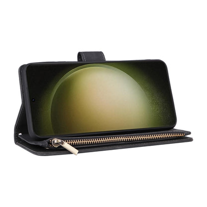 For Samsung Galaxy S24+ 5G Multifunctional Frosted Zipper Wallet Leather Phone Case(Black) by buy2fix