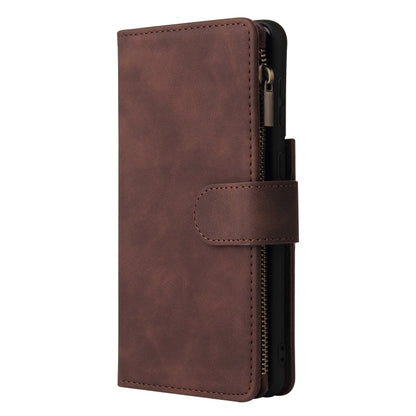 For Samsung Galaxy S21 5G Multifunctional Frosted Zipper Wallet Leather Phone Case(Coffee) - Galaxy S21 5G Cases by buy2fix | Online Shopping UK | buy2fix