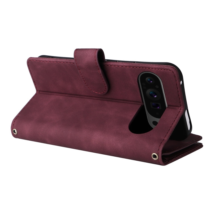 For Google Pixel 9 Pro Multifunctional Multi-Card Wallet Phone Leather Case(Wine Red) - Google Cases by buy2fix | Online Shopping UK | buy2fix