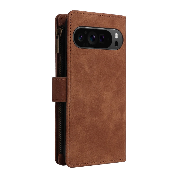 For Google Pixel 9 Pro Multifunctional Multi-Card Wallet Phone Leather Case(Brown) - Google Cases by buy2fix | Online Shopping UK | buy2fix