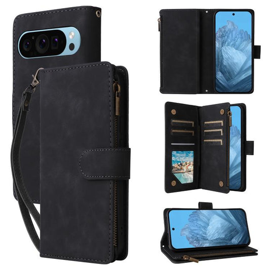 For Google Pixel 10 / 10 Pro Multifunctional Multi-Card Wallet Phone Leather Case(Black) - Google Cases by buy2fix | Online Shopping UK | buy2fix
