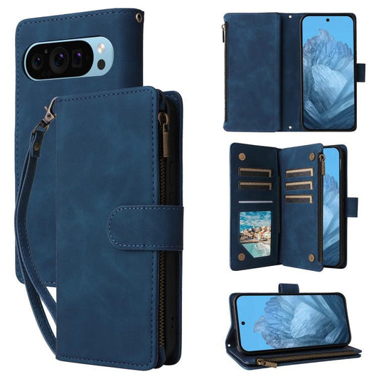 For Google Pixel 10 / 10 Pro Multifunctional Multi-Card Wallet Phone Leather Case(Blue) - Google Cases by buy2fix | Online Shopping UK | buy2fix