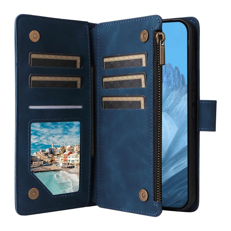 For Google Pixel 10 / 10 Pro Multifunctional Multi-Card Wallet Phone Leather Case(Blue) - Google Cases by buy2fix | Online Shopping UK | buy2fix