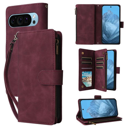 For Google Pixel 10 / 10 Pro Multifunctional Multi-Card Wallet Phone Leather Case(Wine Red) - Google Cases by buy2fix | Online Shopping UK | buy2fix