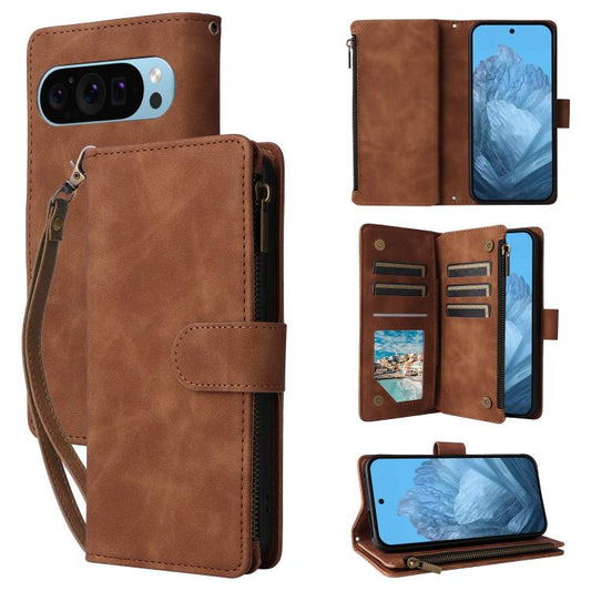 For Google Pixel 10 / 10 Pro Multifunctional Multi-Card Wallet Phone Leather Case(Brown) - Google Cases by buy2fix | Online Shopping UK | buy2fix