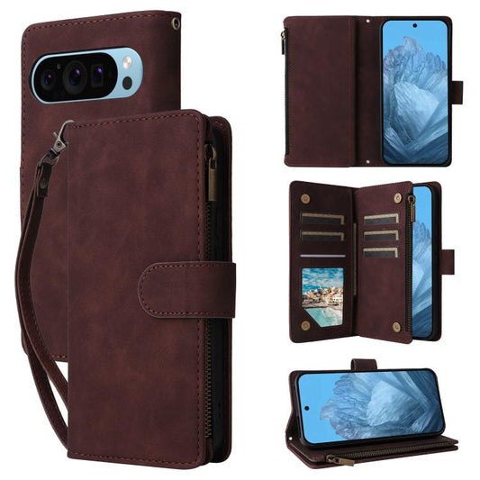 For Google Pixel 10 / 10 Pro Multifunctional Multi-Card Wallet Phone Leather Case(Coffee) - Google Cases by buy2fix | Online Shopping UK | buy2fix