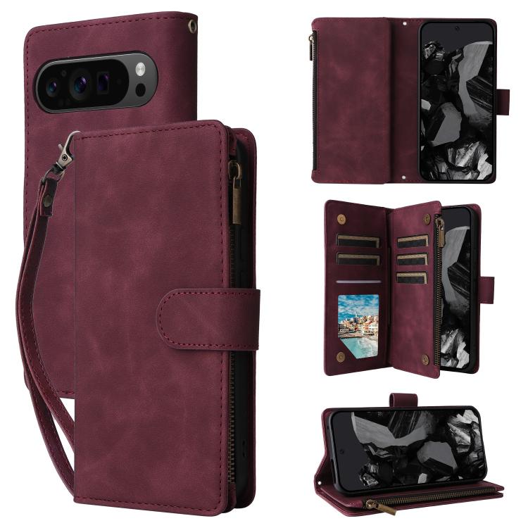 For Google Pixel 10 Pro XL Multifunctional Multi-Card Wallet Phone Leather Case(Wine Red) - Google Cases by buy2fix | Online Shopping UK | buy2fix