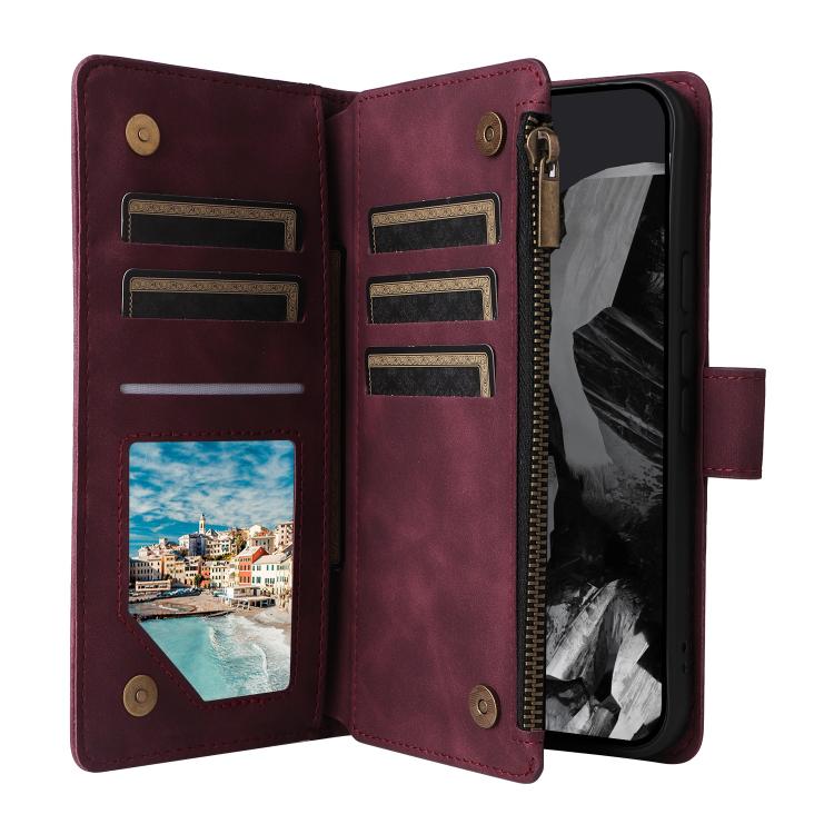 For Google Pixel 10 Pro XL Multifunctional Multi-Card Wallet Phone Leather Case(Wine Red) - Google Cases by buy2fix | Online Shopping UK | buy2fix