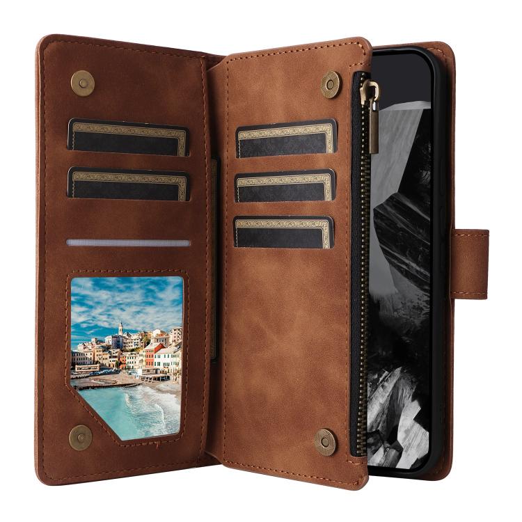 For Google Pixel 10 Pro XL Multifunctional Multi-Card Wallet Phone Leather Case(Brown) - Google Cases by buy2fix | Online Shopping UK | buy2fix