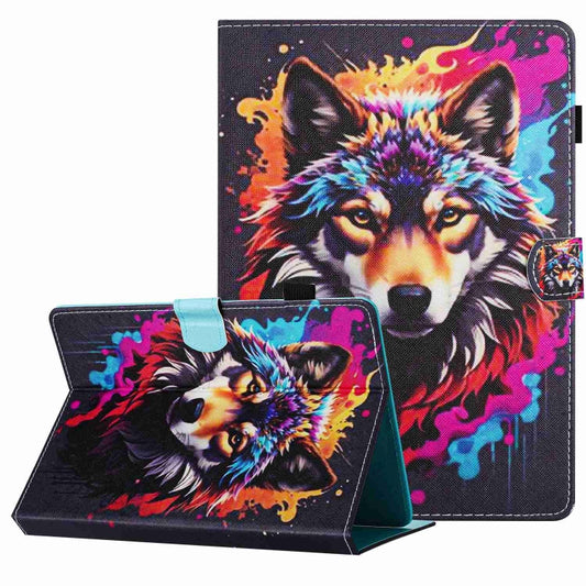 For 7 inch Painted Pattern Stitching Leather Tablet Case(Colorful Wolf) - 7 inch by buy2fix | Online Shopping UK | buy2fix