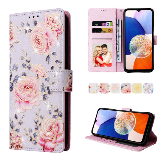 For Samsung Galaxy A15 5G Bronzing Painting RFID Leather Case(Pastoral Rose)
