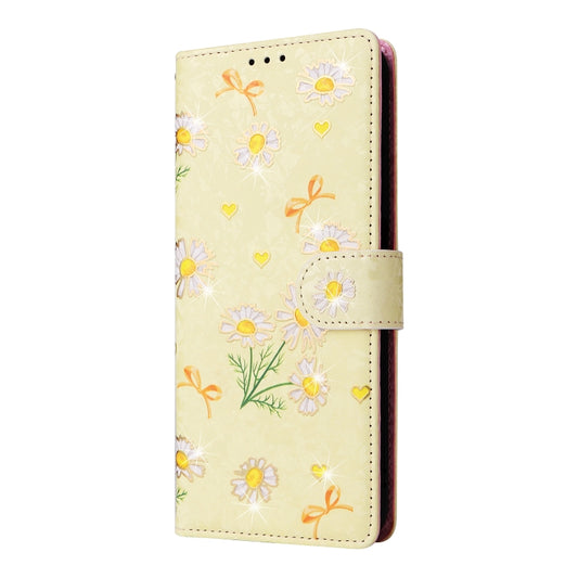 For Samsung Galaxy S24+ 5G Bronzing Painting RFID Leather Case(Yellow Daisy) by buy2fix