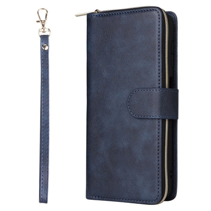 For Samsung Galaxy A15 5G 9-Card Slots Zipper Wallet Bag Leather Phone Case(Blue) - Galaxy Phone Cases by buy2fix | Online Shopping UK | buy2fix