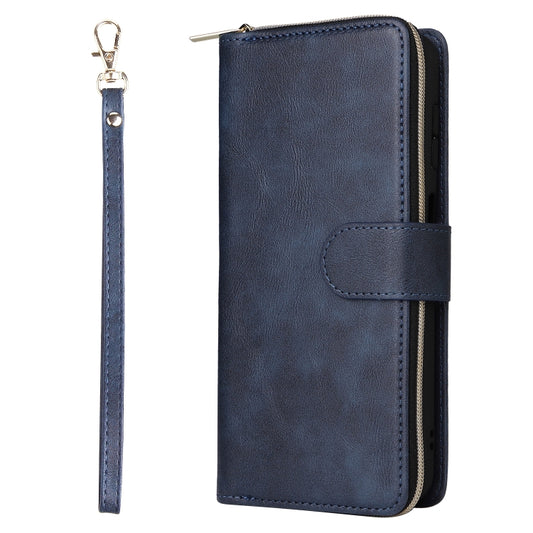 For Samsung Galaxy S23 FE 5G 9-Card Slots Zipper Wallet Bag Leather Phone Case(Blue) by buy2fix