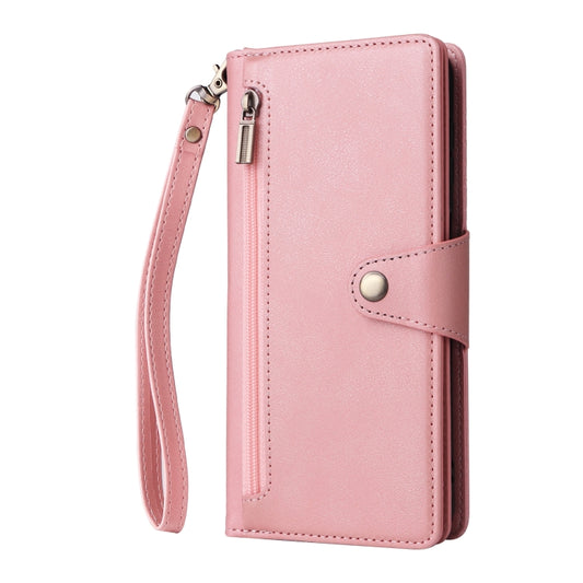 For Samsung Galaxy S24+ 5G Rivet Buckle 9 Cards 3-Fold Wallet Leather Phone Case(Rose Gold) by buy2fix