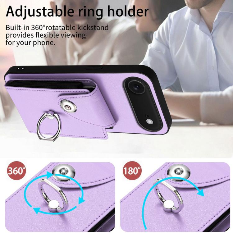 For iPhone Air Organ Card Bag Ring Holder Phone Case(Purple) - iPhone Air Cases by buy2fix | Online Shopping UK | buy2fix