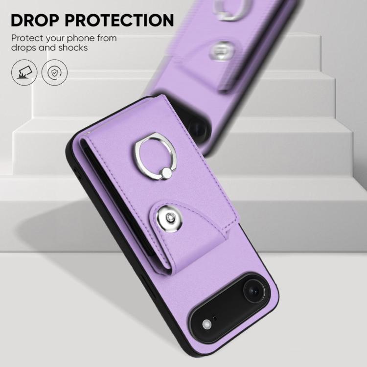 For iPhone Air Organ Card Bag Ring Holder Phone Case(Purple) - iPhone Air Cases by buy2fix | Online Shopping UK | buy2fix
