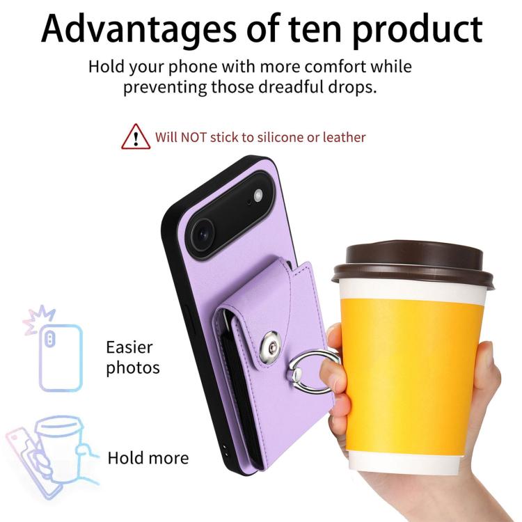 For iPhone Air Organ Card Bag Ring Holder Phone Case(Purple) - iPhone Air Cases by buy2fix | Online Shopping UK | buy2fix