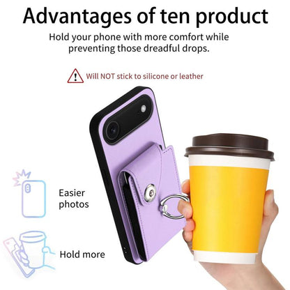 For iPhone Air Organ Card Bag Ring Holder Phone Case(Purple) - iPhone Air Cases by buy2fix | Online Shopping UK | buy2fix