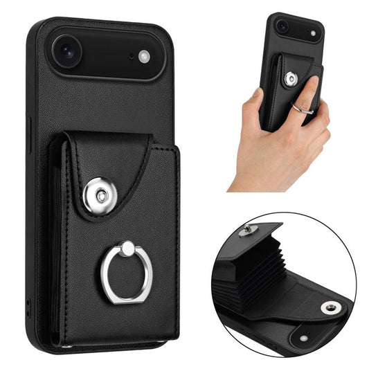 For iPhone Air Organ Card Bag Ring Holder Phone Case(Black) - iPhone Air Cases by buy2fix | Online Shopping UK | buy2fix