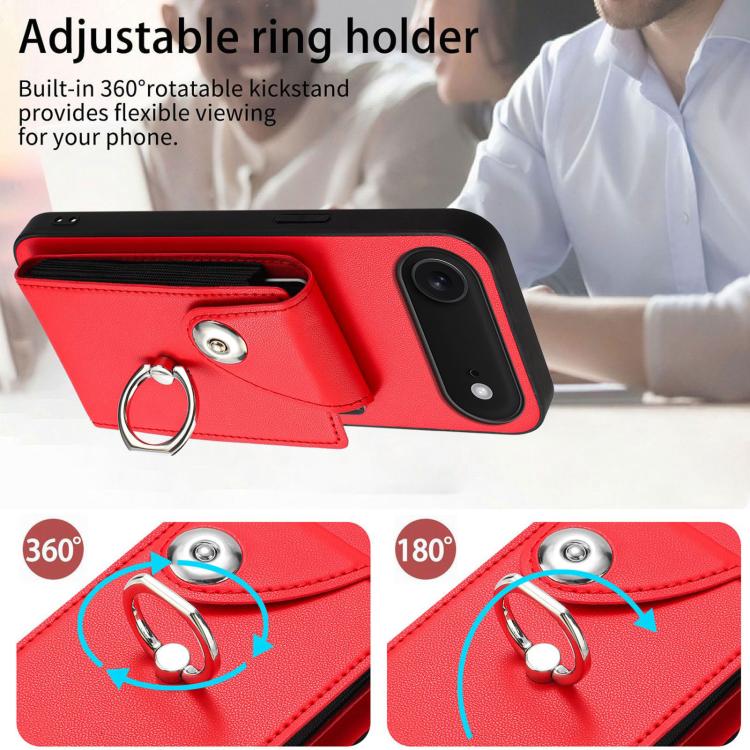 For iPhone Air Organ Card Bag Ring Holder Phone Case(Red) - iPhone Air Cases by buy2fix | Online Shopping UK | buy2fix