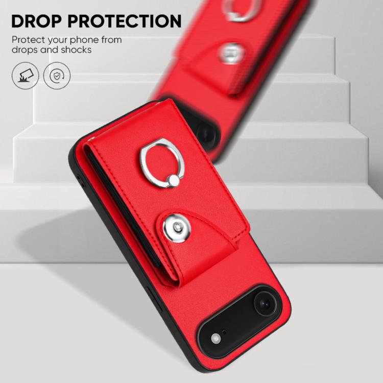 For iPhone Air Organ Card Bag Ring Holder Phone Case(Red) - iPhone Air Cases by buy2fix | Online Shopping UK | buy2fix