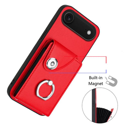 For iPhone Air Organ Card Bag Ring Holder Phone Case(Red) - iPhone Air Cases by buy2fix | Online Shopping UK | buy2fix