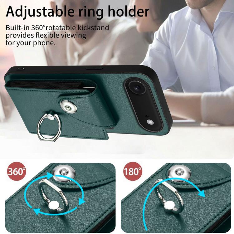 For iPhone Air Organ Card Bag Ring Holder Phone Case(Green) - iPhone Air Cases by buy2fix | Online Shopping UK | buy2fix