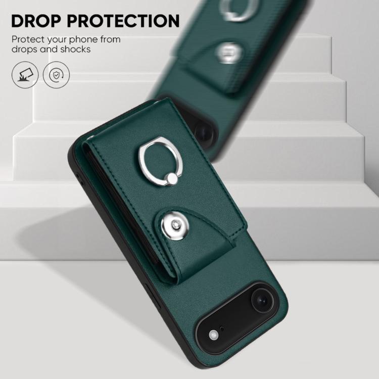 For iPhone Air Organ Card Bag Ring Holder Phone Case(Green) - iPhone Air Cases by buy2fix | Online Shopping UK | buy2fix