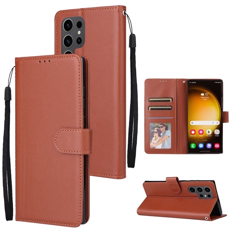 For Samsung Galaxy S24 Ultra 5G 3-Card Slots Multifunctional Leather Phone Case(Brown) - Galaxy S24 Ultra 5G Cases by buy2fix | Online Shopping UK | buy2fix