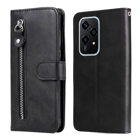 For Honor 200 Lite Global Fashion Calf Texture Zipper Leather Phone Case(Black)