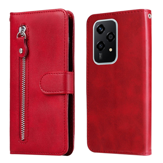 For Honor 200 Lite Global Fashion Calf Texture Zipper Leather Phone Case(Red)