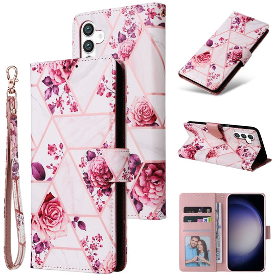For Samsung Galaxy S24 5G Marble Bronzing Stitching Leather Phone Case(Rose Gold)