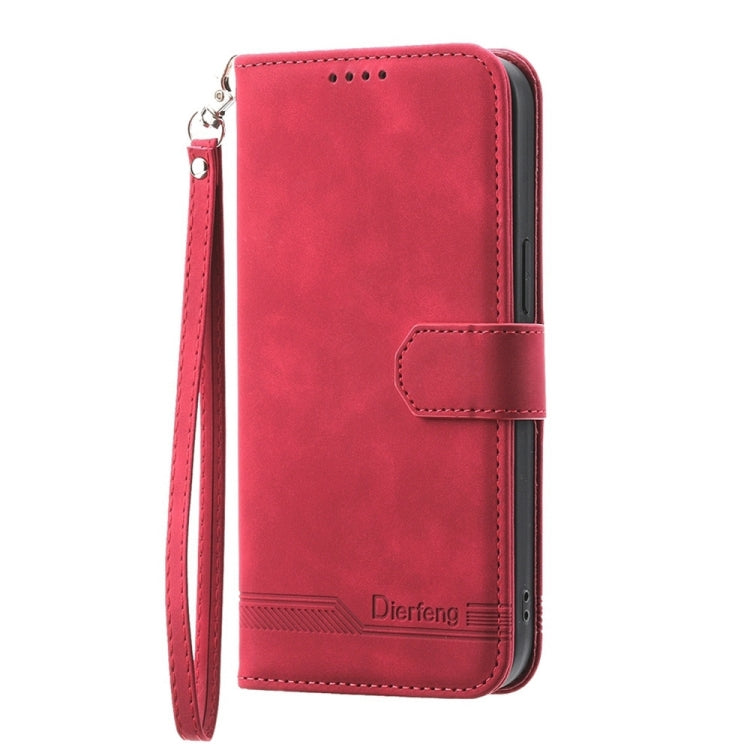 For Google Pixel 9 Pro Dierfeng Dream Line TPU + PU Leather Phone Case(Red) - Google Cases by buy2fix | Online Shopping UK | buy2fix