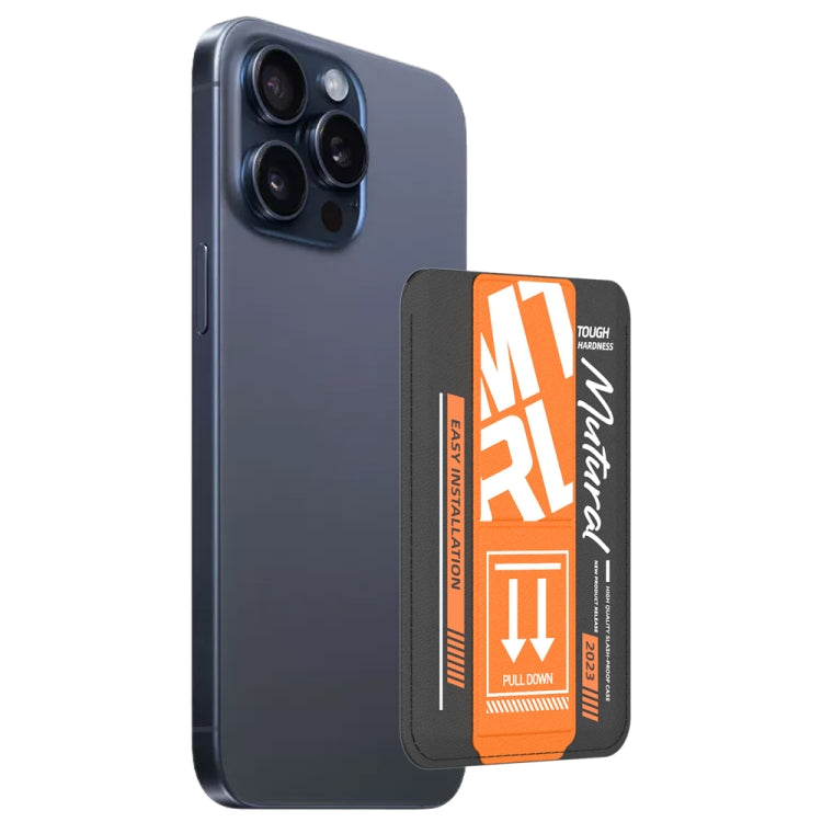 For iPhone 15 Pro Max mutural Chuncai Series Magnetic Holder Card Slot(Black Orange) - iPhone 15 Pro Max Cases by Mutural | Online Shopping UK | buy2fix