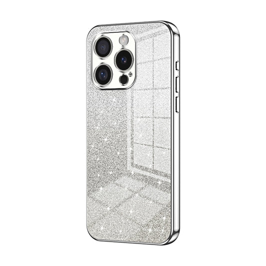 For iPhone 16 Pro Gradient Glitter Powder Electroplated Phone Case(Silver) - iPhone 16 Pro Cases by buy2fix | Online Shopping UK | buy2fix