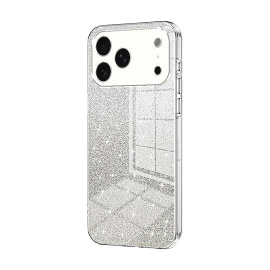 For iPhone 17 Pro Max Gradient Glitter Powder Electroplated Phone Case(Transparent)