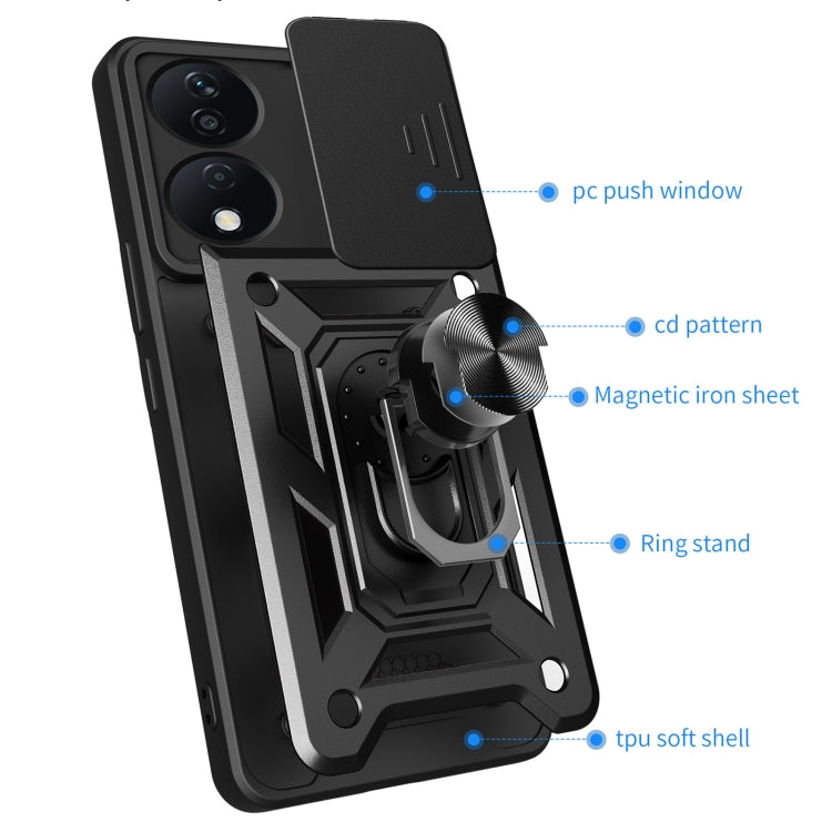 For Honor X7b Sliding Camera Cover Design TPU+PC Phone Case(Black) by buy2fix
