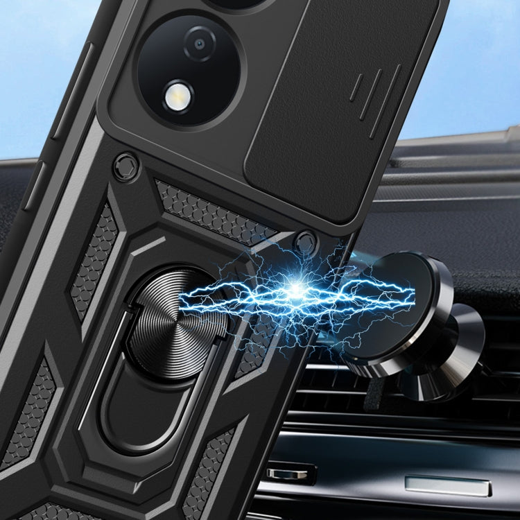 For Honor X7b Sliding Camera Cover Design TPU+PC Phone Case(Black) by buy2fix