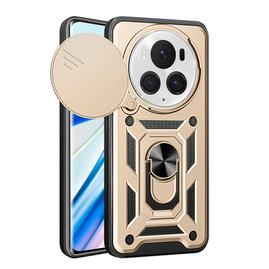 For Honor Magic6 Pro Sliding Camera Cover Design TPU+PC Phone Case(Gold) - Honor Cases by buy2fix | Online Shopping UK | buy2fix