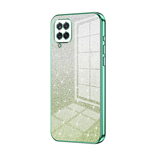 For Samsung Galaxy A12 4G / 5G Gradient Glitter Powder Electroplated Phone Case(Green)