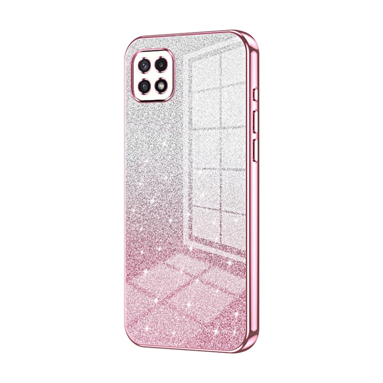 For Samsung Galaxy A22 5G / A22s Gradient Glitter Powder Electroplated Phone Case(Pink) - Galaxy Phone Cases by buy2fix | Online Shopping UK | buy2fix