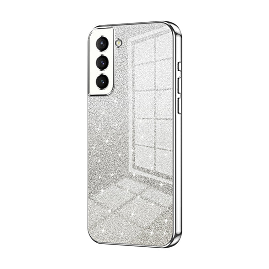 For Samsung Galaxy S21 5G Gradient Glitter Powder Electroplated Phone Case(Silver)