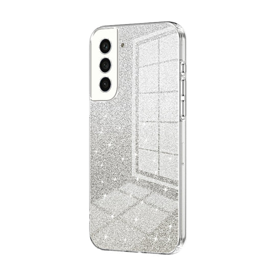 For Samsung Galaxy S21 FE 5G Gradient Glitter Powder Electroplated Phone Case(Transparent)